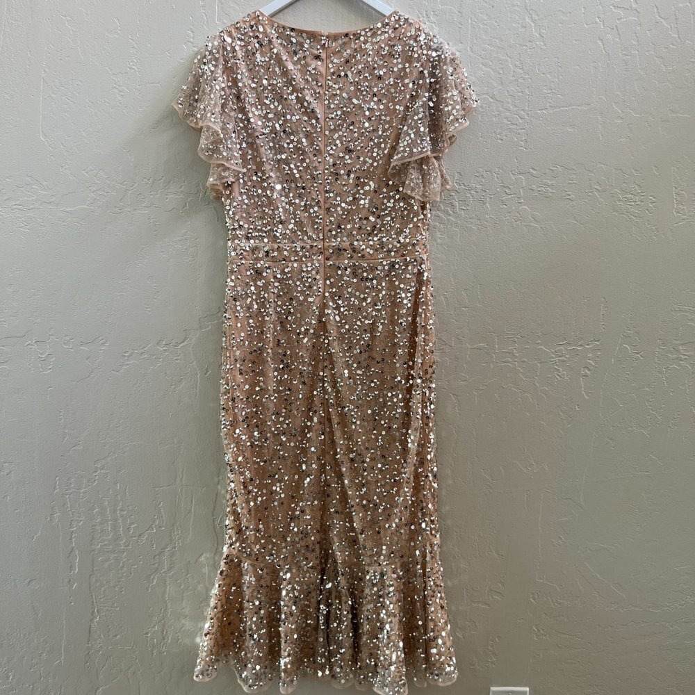 Mac Duggal Sequin Flutter Sleeve Ruffle Midi Dress - image 5